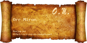 Orr Miron névjegykártya